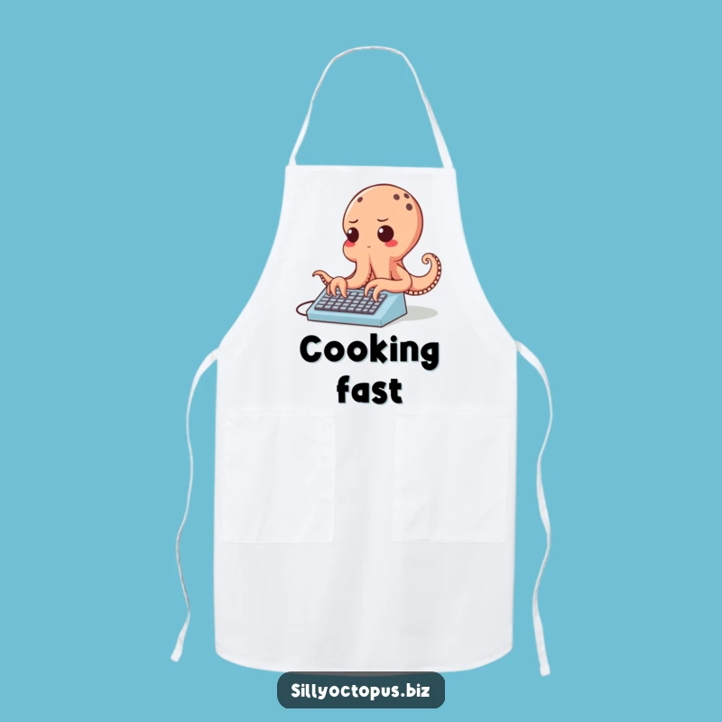 Funny Determined Octopus Apron - Speedy Typing Chef Gift