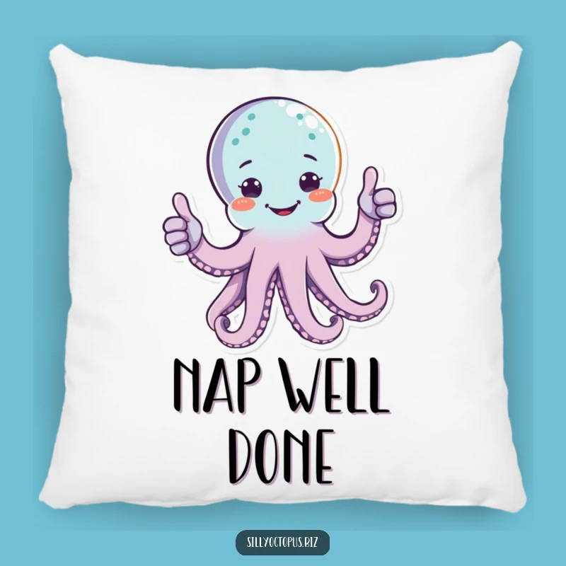 Funny Happy Octopus Pillow - Cozy Thumbs Up Accent
