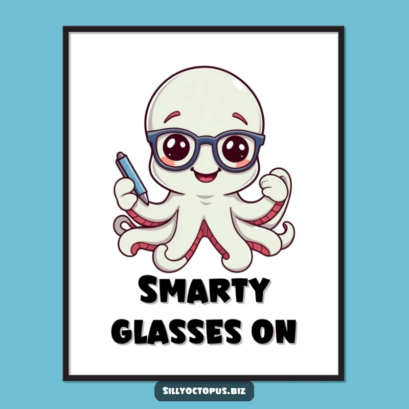 Funny Smiling Octopus Digital Art - Smart Office Glasses Printable