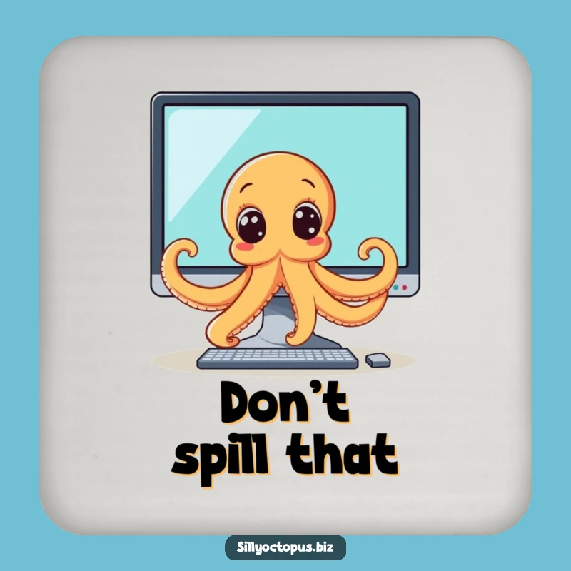 Funny Octopus Monitor Coaster Set - Quirky Tech & Drink Protection