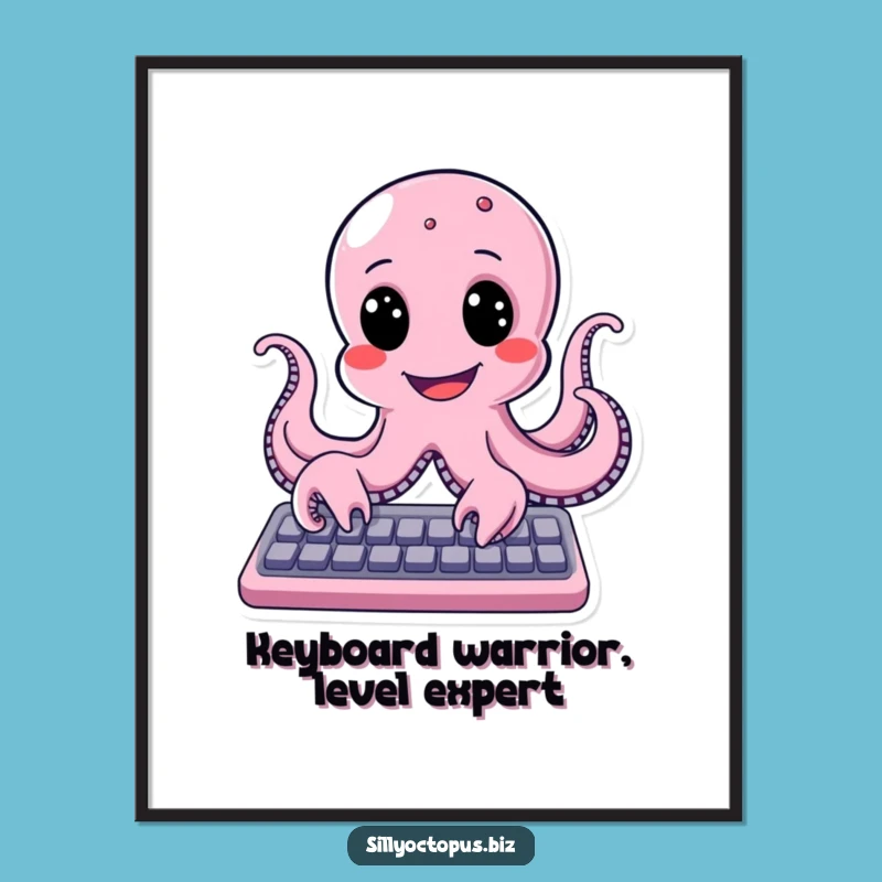 Free Printable Octopus Wall Art - Happy Typist Decor Downloadable Funny Gift
