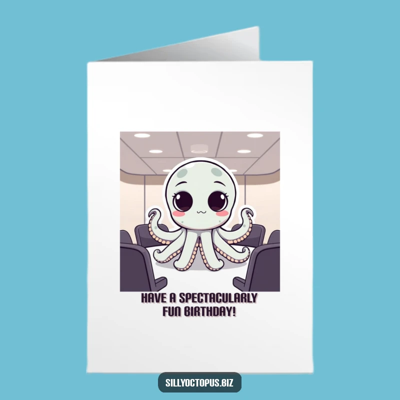Free Printable Octopus Meeting Birthday Card - Corporate Humor Downloadable Gift