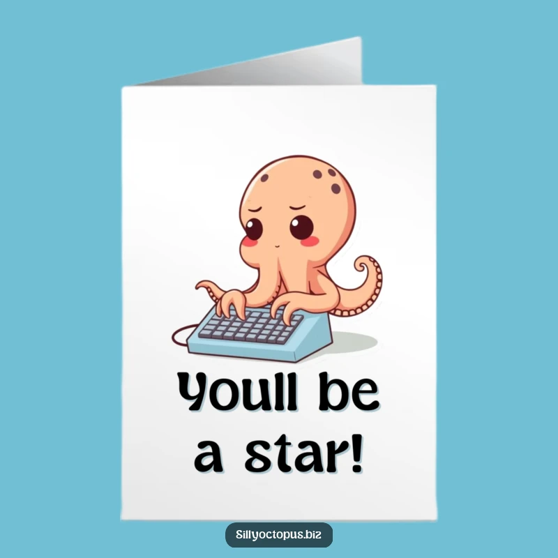 Free Printable Typing Octopus Congrats Card - Busy Bee Downloadable