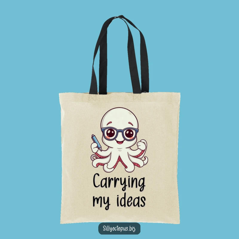 Funny Smiling Octopus Tote Bag - Adorable Office Accessory Gift