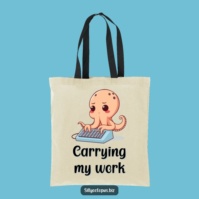 Funny Determined Octopus Tote Bag - Speedy Keyboard Carry-All