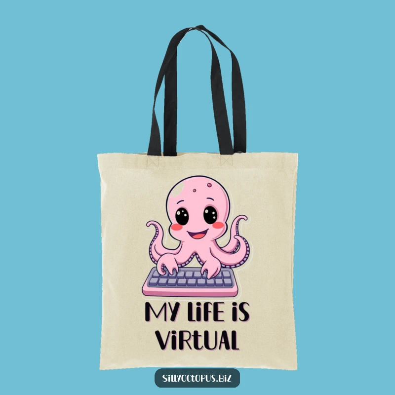 Funny Happy Octopus Typing Tote Bag: Carry Your Joy and Essentials