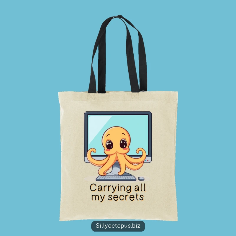 Funny Octopus Monitor Tote Bag - Humorous Tech & Everyday Carryall